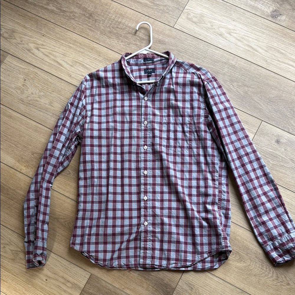 J Crew Slim fit Men's Plaid Shirt - Red and Gray